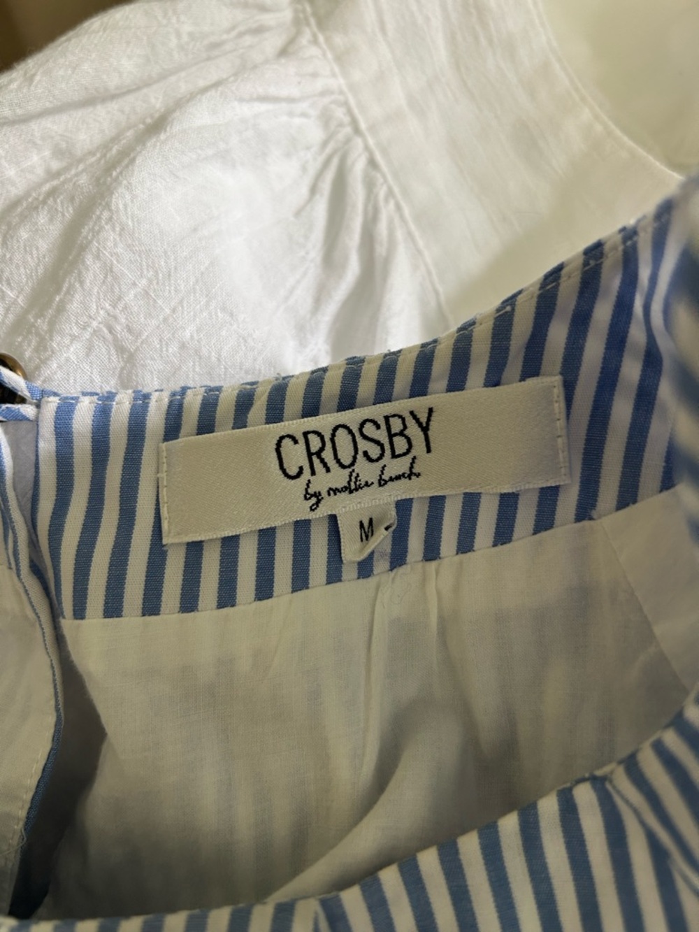 Crosby Blue and White Striped Puff-Sleeve Dress - Picture 7 of 9